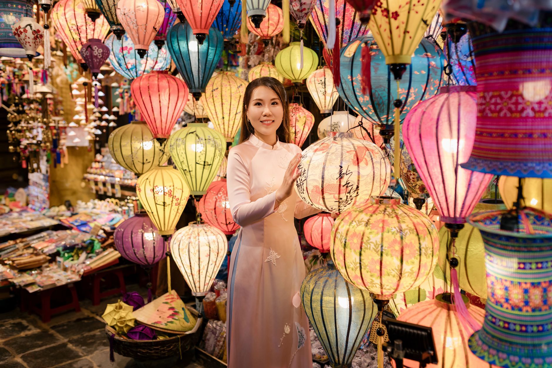 Lantern-lit streets of the old town in Hoi An, central Vietnam