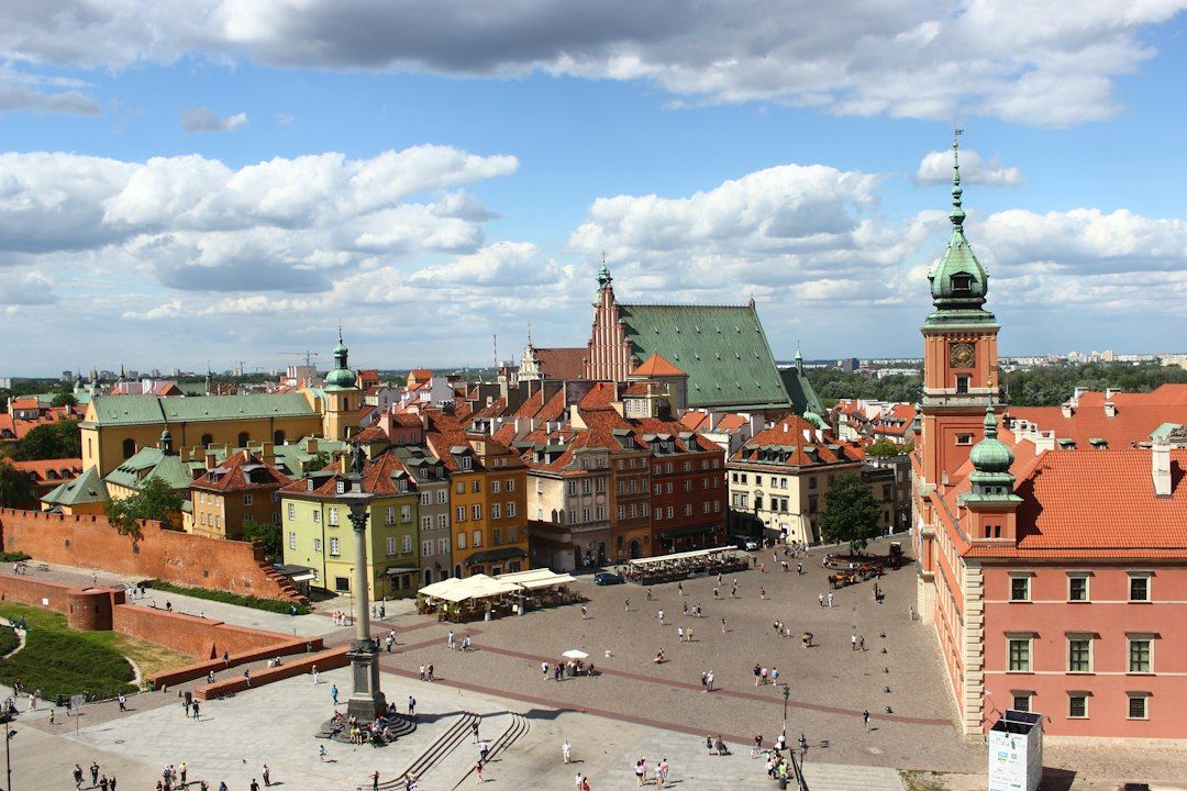 Krakow old town square with historic buildings