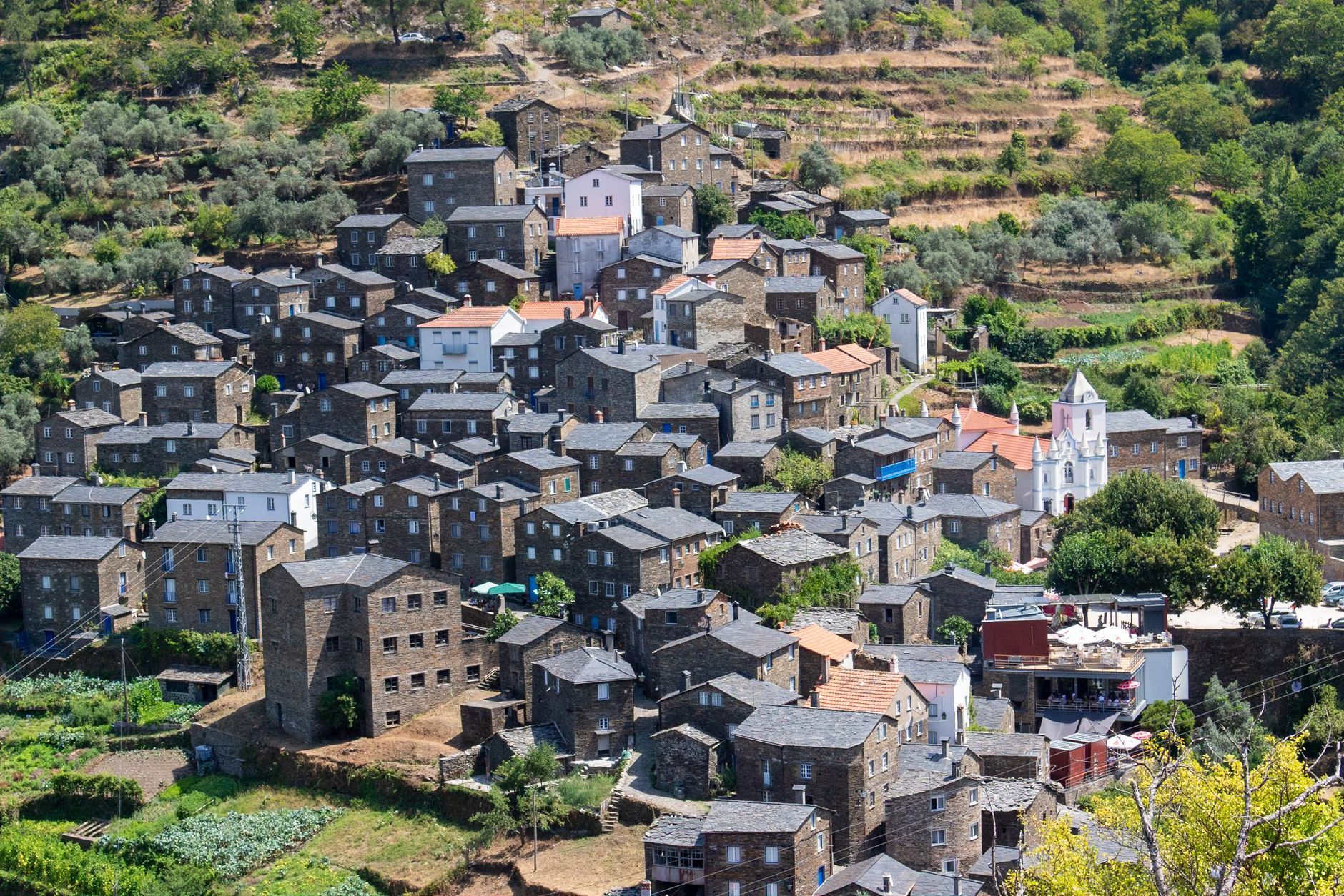 Schist stone houses of Piódão village in the Portuguese mountains